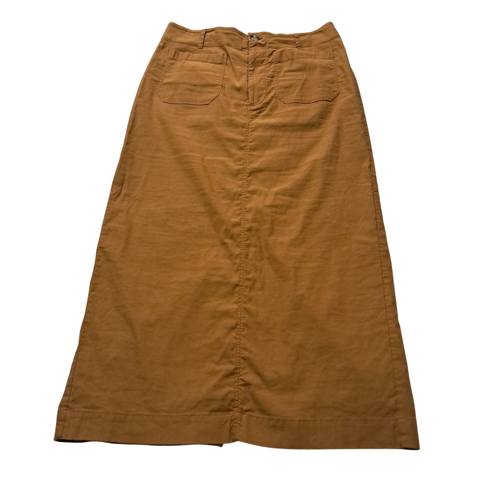 Anthropologie Maeve Colette Maxi Skirt Womens Large Yellow Brown Linen Blend